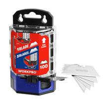 Lâminas de facas utilitárias WORKPRO, pacote com 100 unidades com dispensador de aço SK5 Lâminas de facas utilitárias WORKPRO, pacote com 100 unidades com dispensador de aço SK5