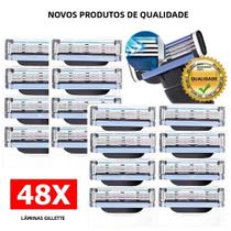Lâminas De Segurança De Aço Inoxidável De 3 Camadas, 48 Unidades De Reposição Para Gillette Mach 3