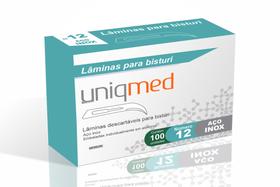 Lâminas Descartáveis Para Bisturi UNIQMED Aço Inox Caixa com 100 Unidades