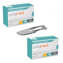 Laminas para bisturi aço carbono n10 kit 2cx uniqmed tamanho:n10
