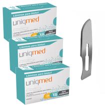 Laminas para bisturi aço carbono n10 kit 3cx uniqmed tamanho:n10
