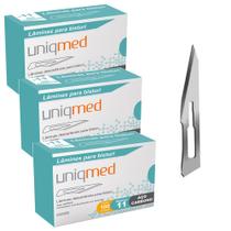 Laminas para bisturi aço carbono n11 kit 3cx uniqmed tamanho:n11