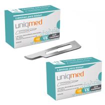 Laminas para bisturi aço carbono n15 kit 2cx uniqmed tamanho:n15
