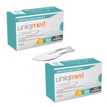 Laminas para bisturi aço carbono n22 kit 2cx uniqmed tamanho:n22