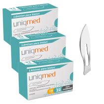 Laminas para bisturi aço carbono n22 kit 3cx uniqmed tamanho:n22