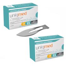 Laminas para bisturi aço carbono n23 kit 2cx uniqmed tamanho:n23
