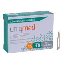 Lâminas Para Bisturi Descartáveis Aço Carbono 100 Un Uniqmed