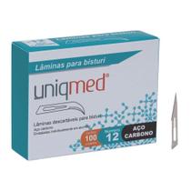 Lâminas Para Bisturi Descartáveis Aço Carbono 100 Un Uniqmed