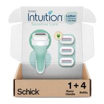Lâminas Schick Intuition para Pele Sensível - 1 Navalha + 4 Lâminas Lâminas Schick Intuition para Pele Sensível - 1 Navalha + 4 Lâminas