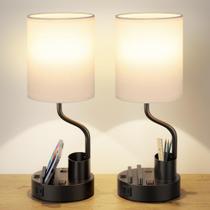 Lamp Fenmzee: conjunto de 2 lâmpadas de mesa de cabeceira USB AC Outlet