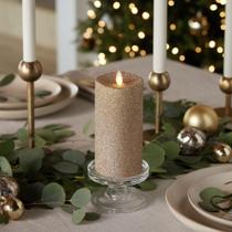 LAMP Luminara Vela LED Gold Glitter de 3 x 6,5" sem chama LAMP Luminara Vela LED Gold Glitter de 3 x 6,5" sem chama