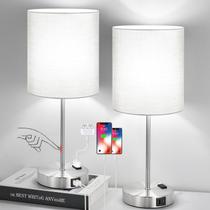 Lamp Lynnoland Touch Grey: conjunto de lâmpadas de mesa, portas USB, tomada AC Lamp Lynnoland Touch Grey: conjunto de lâmpadas de mesa, portas USB, tomada AC