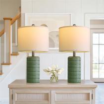 Lamp PoKat 52,7 cm, conjunto de luminárias de mesa de cerâmica moderna de 2 verdes