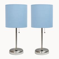Lamp Simple Designs LC2002-BLU com porta USB Blue Shade, pacote com 2
