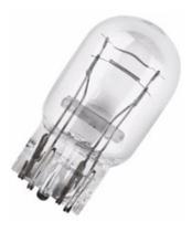 Lâmpada 2 polos base de vidro (pingão) T20 W21/5W 12V (Honda, Diurna Fiat 500) (UNIDADE)