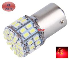 Lampada 50 led ba15s 1 polo p21w 1156 1141 vermelho 24v