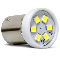 Lâmpada 6 LEDs Trava Reta BA15S-67 Lanterna Porta-Malas 10W 24V Luz Branca Autopoli
