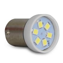 Lâmpada 6 LEDs Trava Reta BA15S-67 Lanterna Ré 10W 24V 6000K Luz Branca Autopoli