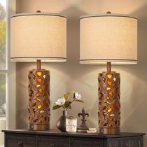Lâmpada AIDENOEY 27,5 polegadas Farmhouse Vintage Walnut, conjunto de 2