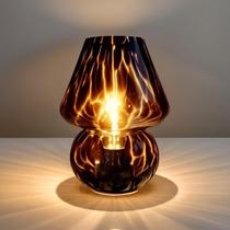 Lâmpada AOMOONOA Glass Mushroom 20 cm com bateria LED roxa