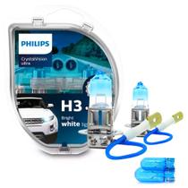 Lâmpada Automotiva H3 Philips Crystal Vision Ultra 12V 55W 4100K para Farol Par + Pingo