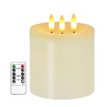 Lâmpada AVEKI de 10 cm sem chama LED Pillar Candle 3-Wick Remote