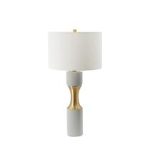 Lâmpada Benzara 30" Modern Drum Shade Cement Brass Base Lâmpada Benzara 30" Modern Drum Shade Cement Brass Base