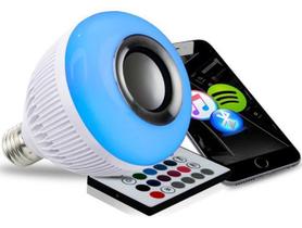 Lâmpada Bluetooth Com Led Rgb Música 12W + Controle Remoto