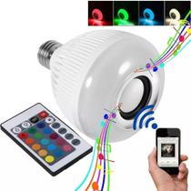Lâmpada Bluetooth Iluminação Led Caixa de Som com Controle Remoto Rgb 12W Music