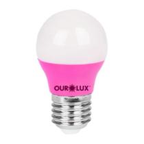 Lâmpada Bolinha Led 3W Rosa E-27 Bivolt 05430 Ourolux