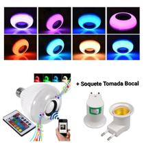 Lâmpada Caixa De Som Bluetooth Com Controle + Tomada Bocal Lâmpada Caixa De Som Bluetooth Com Controle + Tomada Bocal