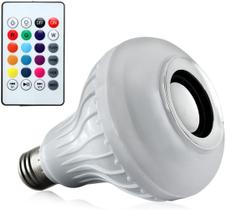 Lampada Caixinha De Som Bluetooth Rgb Led Cores Music Bulb Bulbo Com Controle