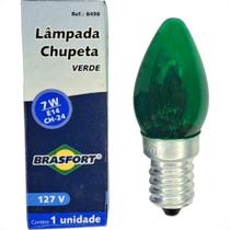 Lampada Chupeta Brasfort 7Wx127V. E14 Verde - Kit C/25 Pecas