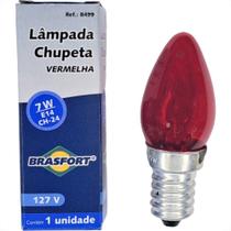 Lampada Chupeta Brasfort 7Wx127V. E14 Vermelha - Kit C/25 Pecas Lampada Chupeta Brasfort 7Wx127V. E14 Vermelha - Kit C/25 Pecas