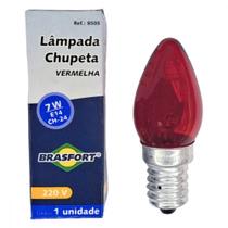 Lampada Chupeta Brasfort 7Wx220V. E14 Vermelha . / Kit C/ 25 Peca