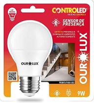 Lâmpada com sensor de presença 9w, 6500k - Ourolux