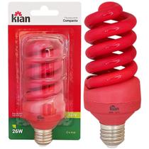 Lâmpada Compacta Espiral Colorida 26w 127v E27 Vermelha