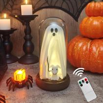 Lâmpada Cute Ghost com cachorro em vidro Cloche Light Up