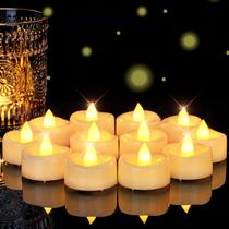 Lâmpada de 5 parcelas de velas de chá sem chama 50 unidades de marfim 3,8 x 3,2 cm