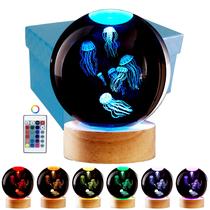 Lâmpada de bola de cristal Conalisk 3D Jellyfish LED de 8 cm com controle remoto Lâmpada de bola de cristal Conalisk 3D Jellyfish LED de 8 cm com controle remoto