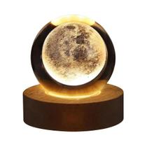 Lâmpada De Cristal 3D USB Luz Noturna Projeções Planetárias Galáxia Atmosfera Aconchegante Luz