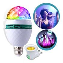 Lâmpada de Festa Colorida Giratória Rotativa Ambiente Festivo com Iluminação LED Jogo de Luzes Bivolt - Lâmpada Com Adaptador E27