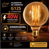 Lâmpada De Filamento De Carbono Vintage G125 40w Âmbar 2400k