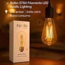Lâmpada de Filamento LED Apollo ST64 4W Vintage Retrô - Luz Quente E27 Bivolt Econômica Lâmpada de Filamento LED Apollo ST64 4W Vintage Retrô - Luz Quente E27 Bivolt Econômica