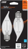 Lâmpada de filamento LED Feit Electric BA10 E26 Soft White, pacote com 2 unidades