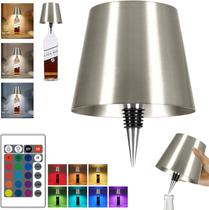 Lâmpada de garrafa sem fio SOUDFK 2025 RGB LED com controle remoto prateado