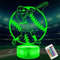 Lâmpada de ilusão 3D Night Light Okiyid Baseball, controle remoto de 16 cores