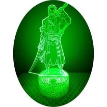 Lâmpada de ilusão 3D Zoro Roronoa Muguiwara 7 cores LED