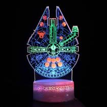 Lâmpada de ilusão LED 3D com luz noturna Millennium Falcon Anime