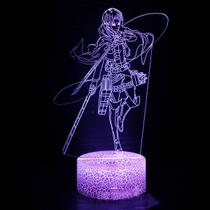Lâmpada de ilusão LED 3D Night Light Attack on Titan Levi Anime